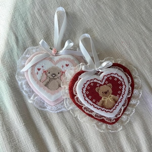 Ti amo tanto Beary Schema punto croce - orsacchiotto, cuore, San Valentino, amore, facile, kawaii, fiocco, vintage, carino, bambino, festa della mamma PDF