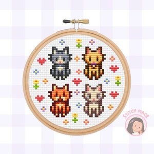 Stardew Valley Katzen Kreuzstich Muster - niedlich, klein, ästhetisch, Anfänger, einfach, Videospiel, kawaii, Tier, Blume PDF Download