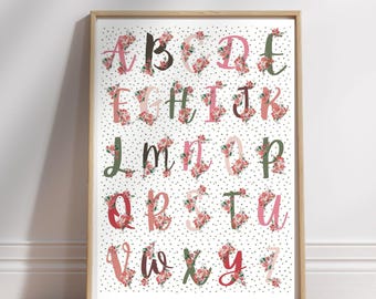 Floral Alphabet - Watercolour Painting Print