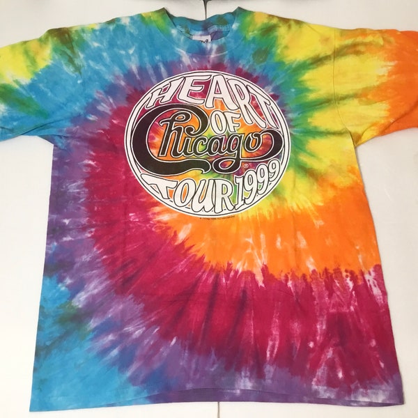 1999 ANVIL Heart of CHICAGO 1999 Tour Tie Dye Concert T-Shirt Size Large  38-40