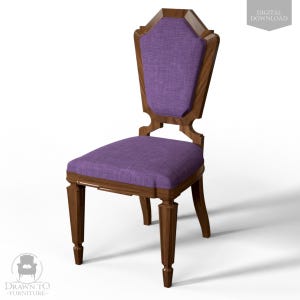 3D model of an Art Deco Style Side Chair Upholstered Furniture For Interior Design or Miniature Making