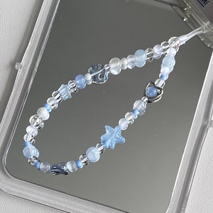 Handgemaakte telefoonbedel blauwe ster,telefoonketting voor mobiele apparaten,unieke telefoonriem voor meisje vrouw vrouw