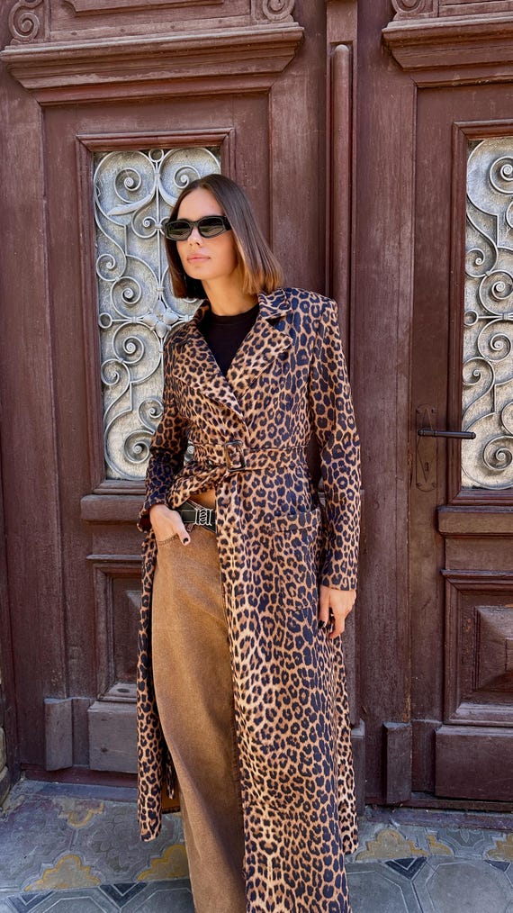 Leopard Print Dress Cheetah Print Trench Coat Animal Prints Etsy