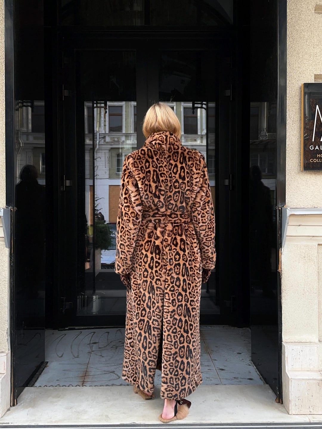 Long-length eco fur coat main image 1