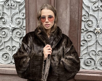 Oversized luxury winter coat, warm short fur coat, brown woman fur coats, long fur clothing, fur coat woman, woman fur jacket, luxury gift
