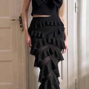 Hochzeitsrock aus Spitze, langer Renaissance Rock, Maxirock, asymmetrischer Rock für Festivals Outfit, Westernrock, transparenter Netzrock, Tüllrock
