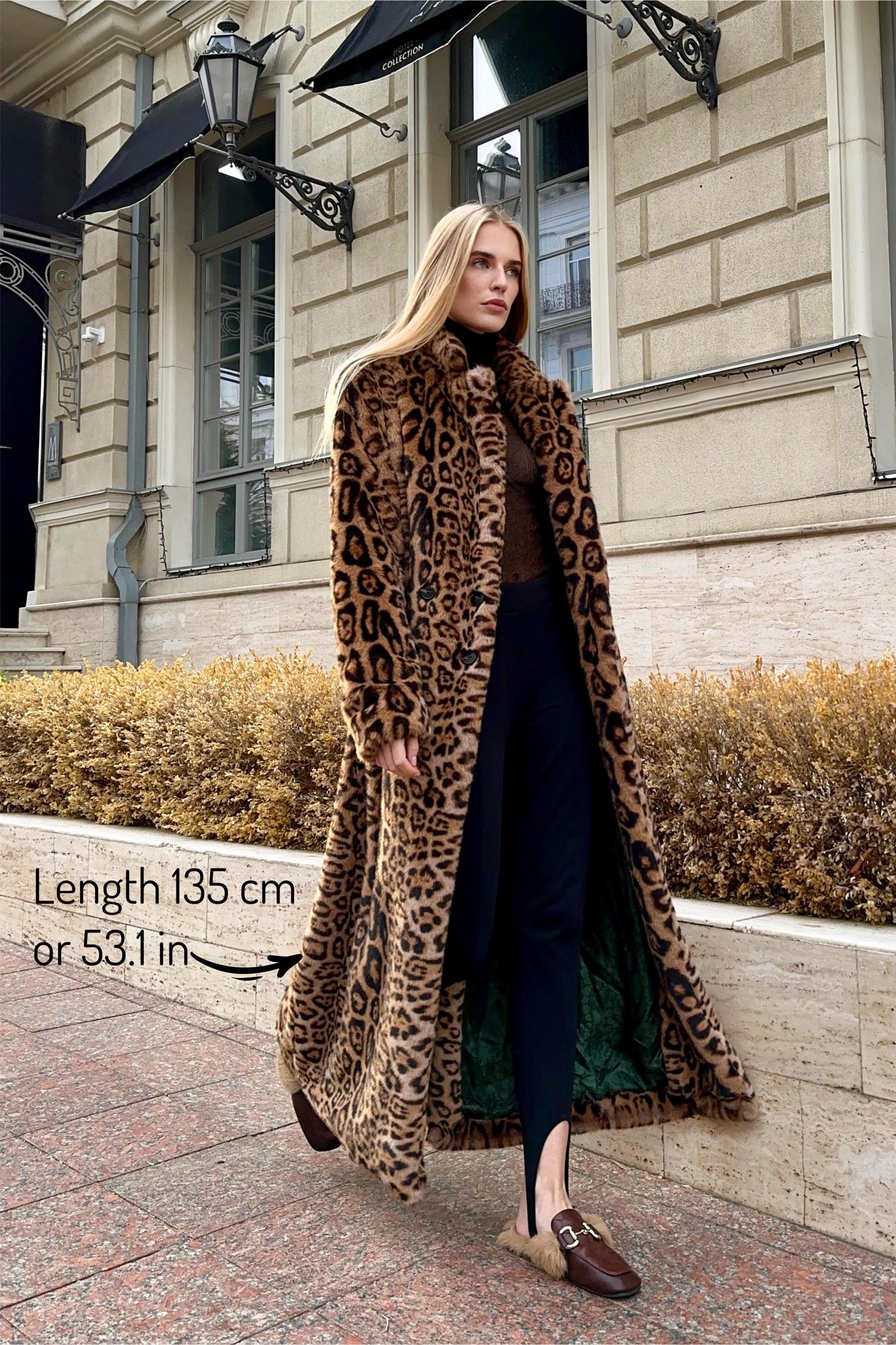 Long-length eco fur coat main image 0