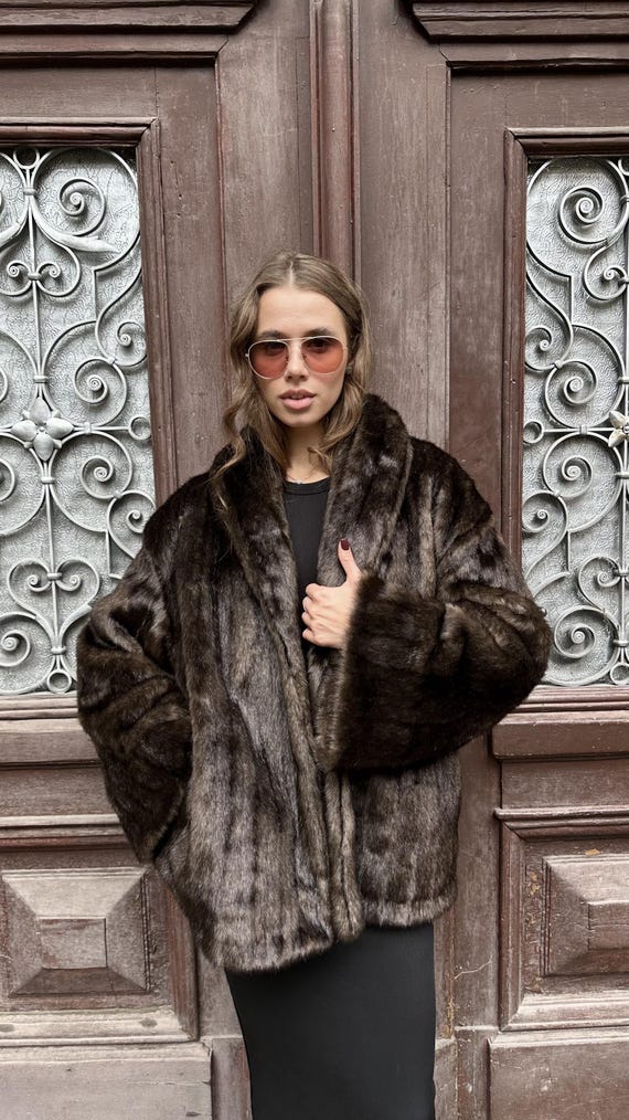 Oversized Winter Coat, Warm Short Fur Coat, Woman Brown Fur Coats
