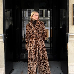 Eco premium leopard fur coat, warm fur coat, winter fur, luxury coat, woman fur jacket, vintage fur gift, long coats, winter clothing
