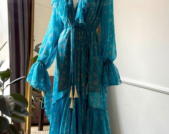 Fairy boho maxi dress, fairy prom dress, cottagecore dress, fairycore dress, ethereal dress, wedding guest dress, bohemian tulle dress