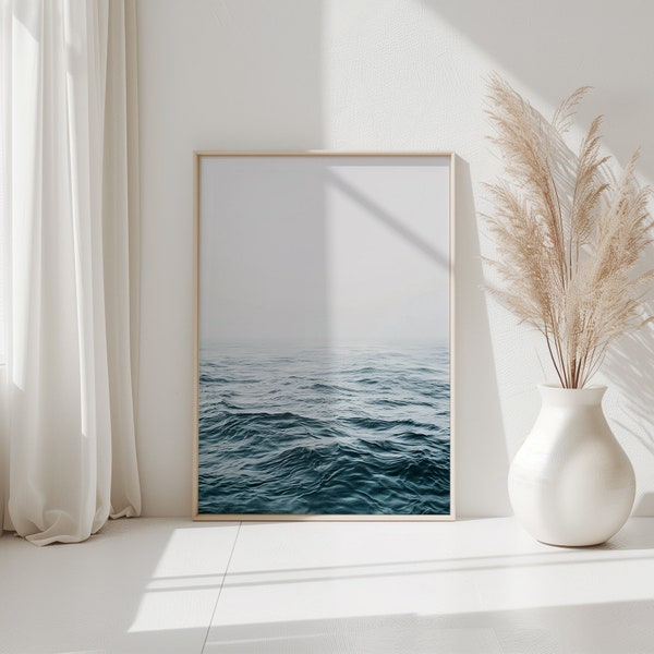 Calm Ocean Deep Sea Poster, Minimalist Ocean Wall Art, Scandinavian Poster, Sea Ocean Photography, Water Print Poster, Calm Waves