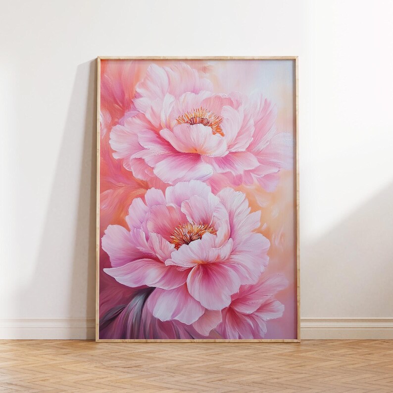 Pink Peonies Print Wall Art, Botanical Poster Printable Wall Art ...