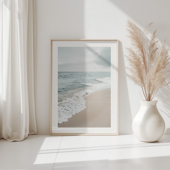 Neutral Boho Beach Wall Art, Sea and Beach Wall Art Print, Coastal Printable Art, Minimalist Wall Art Ocean Poster Landscape Photography