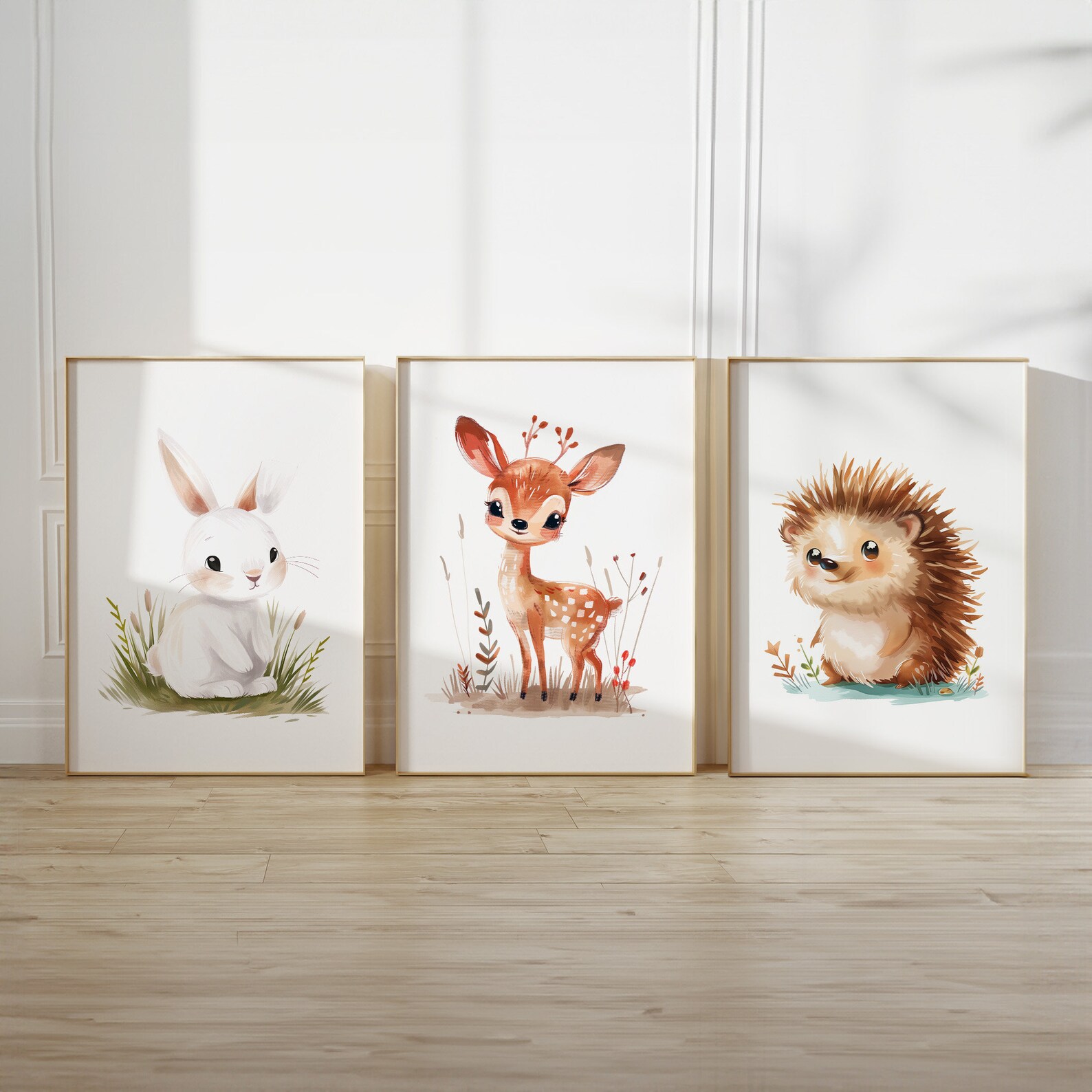 Cute Animals Nursery Set of 3 Wall Art Prints, Nursery Decor, Kids ...