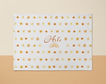 Customizable Sunshine Baby Blanket, Boho Watercolor Nursery