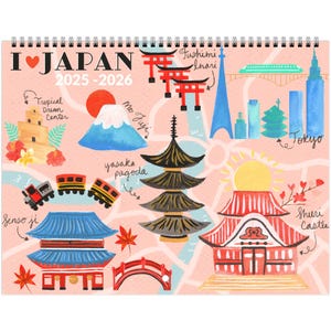 I Love Japan Wall Calendar 2025, Hand Painted Calendar, Japan Travel Gift