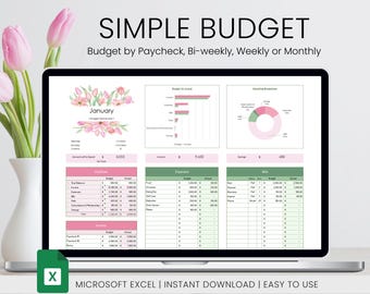 Budget Planner Spreadsheet Excel Monthly Budget tracker Paycheck Budget Template Simple Weekly Planner Beginners Biweekly Budgeting Expenses