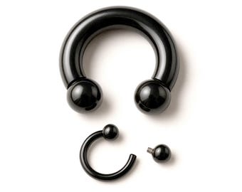 Black Titanium Horseshoe Septum Ring: Internally Threaded ASTM F136