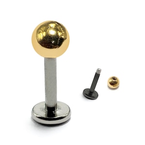 Titanium Labret Studs Combined with 14K Solid Gold Balls Body Jewellery Lip Piercing Jewelry Sold as a single unit