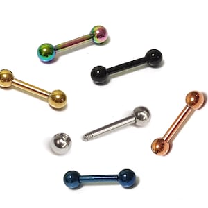 Boucles d'oreilles anti-hélice barre droite cartilage 316L titane Snug Piercing - 18G 16G Bijoux de corps
