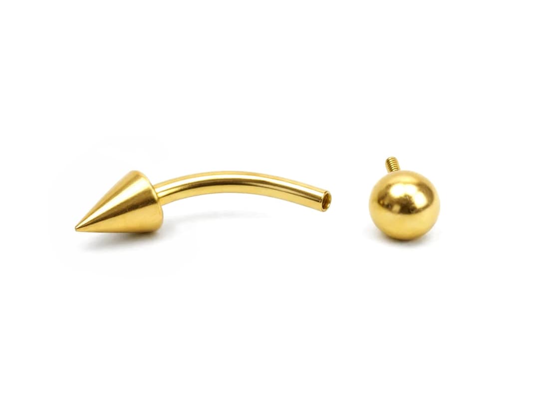 Gold Vertical Labret Curved Barbell Lip and Eyebrow Piercing ...