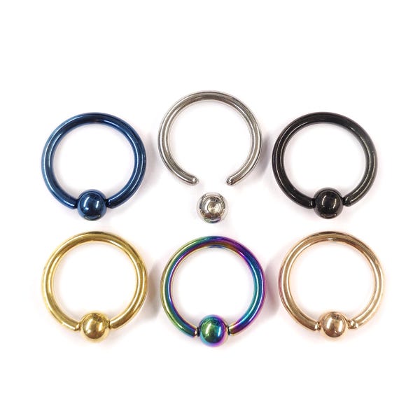 Titanium Septum Ring: Dainty Captive Bead Hoop (18g/16g/14g)