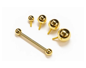 14K Gold Nipple Barbell: 18G 16G 14G Internal Threading Body Piercing Jewelry