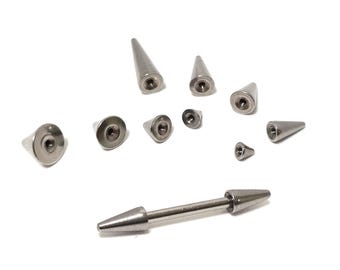 Spike Nipple Barbell: Titanium & 316L Steel, Custom Size Cones