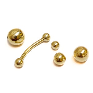 Solid 14K Gold Curved Barbell Eyebrow Piercing , 14G 1.6mm. Solid Gold Bent Barbell Body Jewelry. Hand Made - Bridge, Navel Piercing