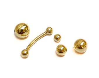 14K Solid Gold Curved Barbell, 16g Curved Barbell Body Jewelry