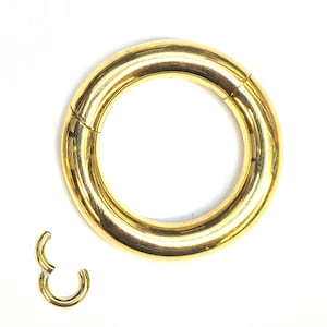 Gold Septum Clicker Ring  Segment Hinged Ring Nose Piercing- Titanium ASTM - 16G 14G 2G 4G 6G 8G 10G 12G Body Jewellery -  1 pc each order