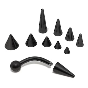 Black Titanium Labret Piercing: Spike Cone Curved Barbell (14G/16G)