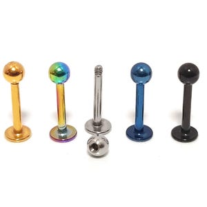 Labret Stud Lip Piercing Jewelry Titanium/316L Lip Bar 18g 16g Body Jewellery - 1pc each order