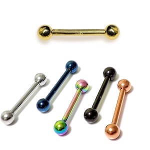 14K Gold/Titanium Tongue Piercing Barbell Straight Bar 14G Body Jewellery - 1pc each order