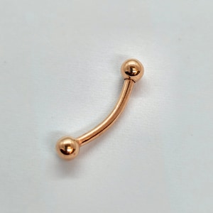 14K Rose Gold Curved Barbell: 16G Eyebrow, Lip, Cartilage Piercing