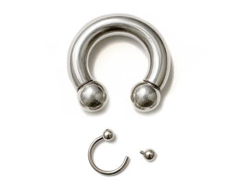 Titanium Horseshoe Septum Ring: Internally Threaded Barbell, 16G-00G