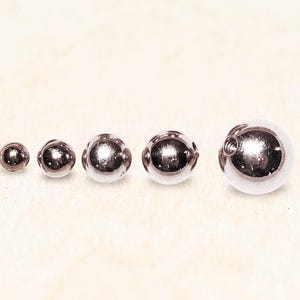 14K Solid White Gold Piercing Ball: 16G Threaded Replacement