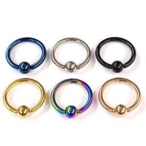Daith Piercing Titanium / 316L Captive Bead Hoops CBR 16g Body Jewellery - 1pc each order