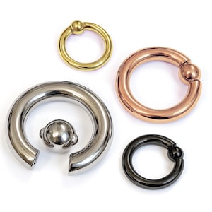 Titanium BCR Captive Bead Ring Nose Septum Hoops Body Jewellery also for Lips, earlobe and cartilage Piercing - 8G to 00G sold individually