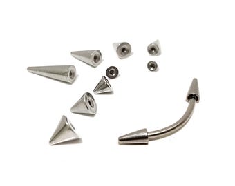 Titanium Spike Snug Piercing: 18G 16G Cone Curved Barbell