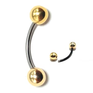 Titanium Curved Barbell with 14K Gold Balls: Eyebrow, Lip Piercing