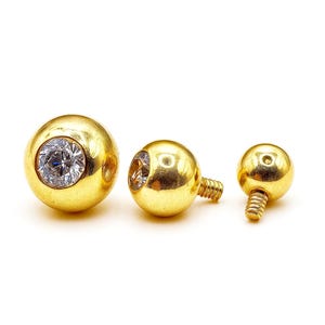 Bola de gema de oro de 14 quilates: pieza de repuesto para piercing con rosca interna