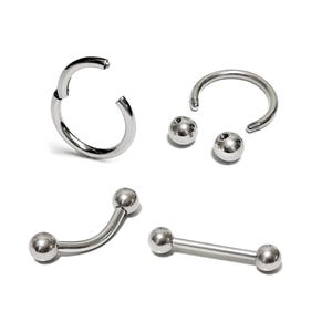 Titanium Snug piercing Jewelry all types Horseshoe Bar, Clicker Ring, Bent Bar, Barbell Stud 18g 16g Body Jewellery  1pc each order
