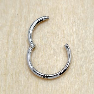 14K White Gold Clicker Nose Ring, Segment Hinged Ring, Daith, Conch, Lip Piercing, Nose Ring - Body Piercing for Ears, Septum and Lips