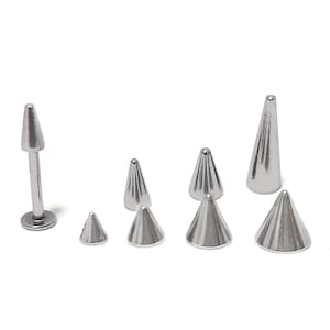 Spike Tragus Piercing Labret Stud Titanium/316L Cone Cartilage Earrings 18g 16g Body Jewellery - 1pc each other