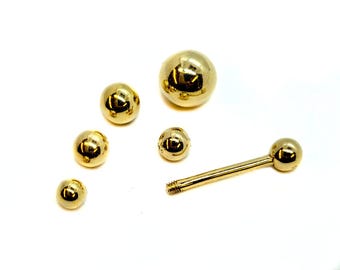 14K Solid Gold Tongue Barbell: Custom Body Jewelry