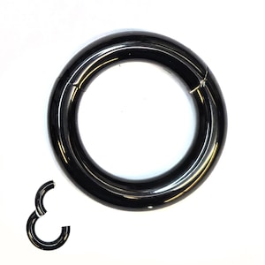 Black Septum Clicker Ring Segment Hinged Ring Nose Piercing - Titanium ASTM - 16G 14G 2G 4G 6G 8G 10G 12g Body Jewellery -  1 pc