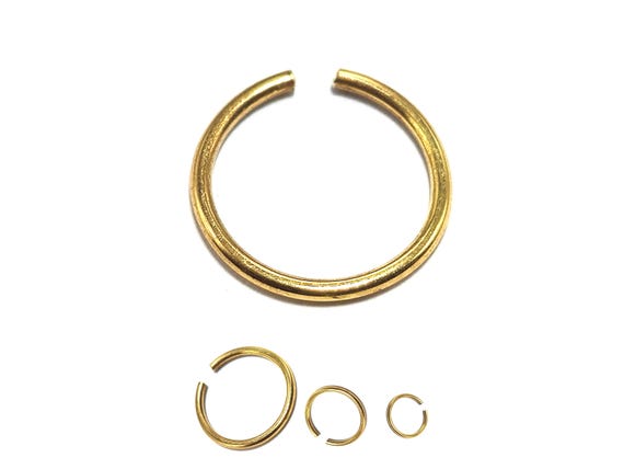 14K Solid Gold Open Ring: 20G Thin Body Jewelry