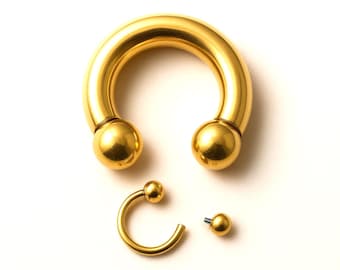 Gold Horseshoe Septum Ring: Titanium ASTM F136 Internally Threaded Barbell