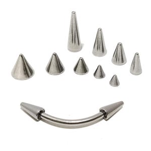 Titanium Spike Eyebrow Piercing: 14G/16G Curved Barbell Jewelry